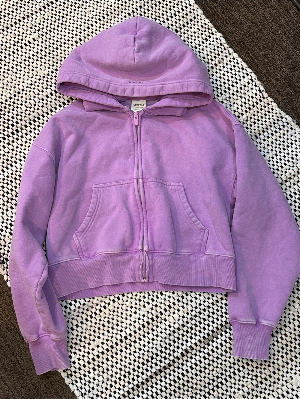 Aritzia washed purple Cropped Zip Hoodie